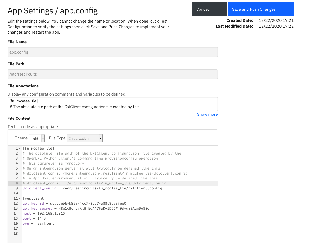 screenshot: app.config