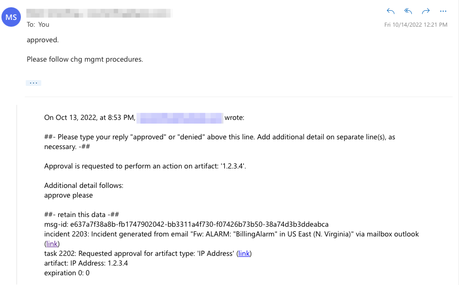 screenshot: approval email