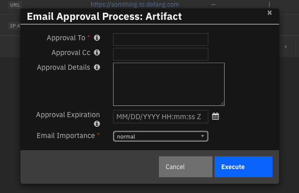 screenshot: artifact inputs
