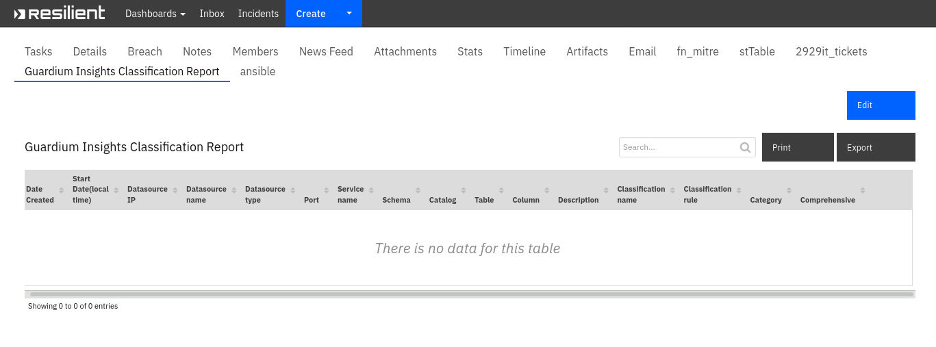 screenshot: dt-guardium-insights-classification-report