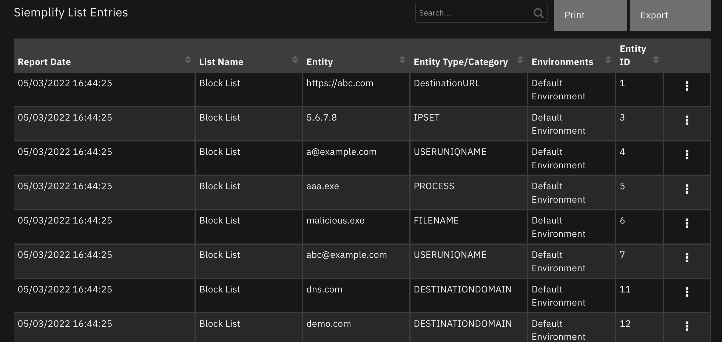 screenshot: fn-siemplify-get-blocklist-entities 