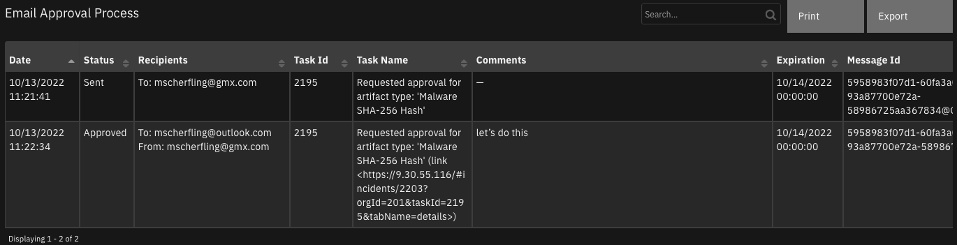 screenshot: email main