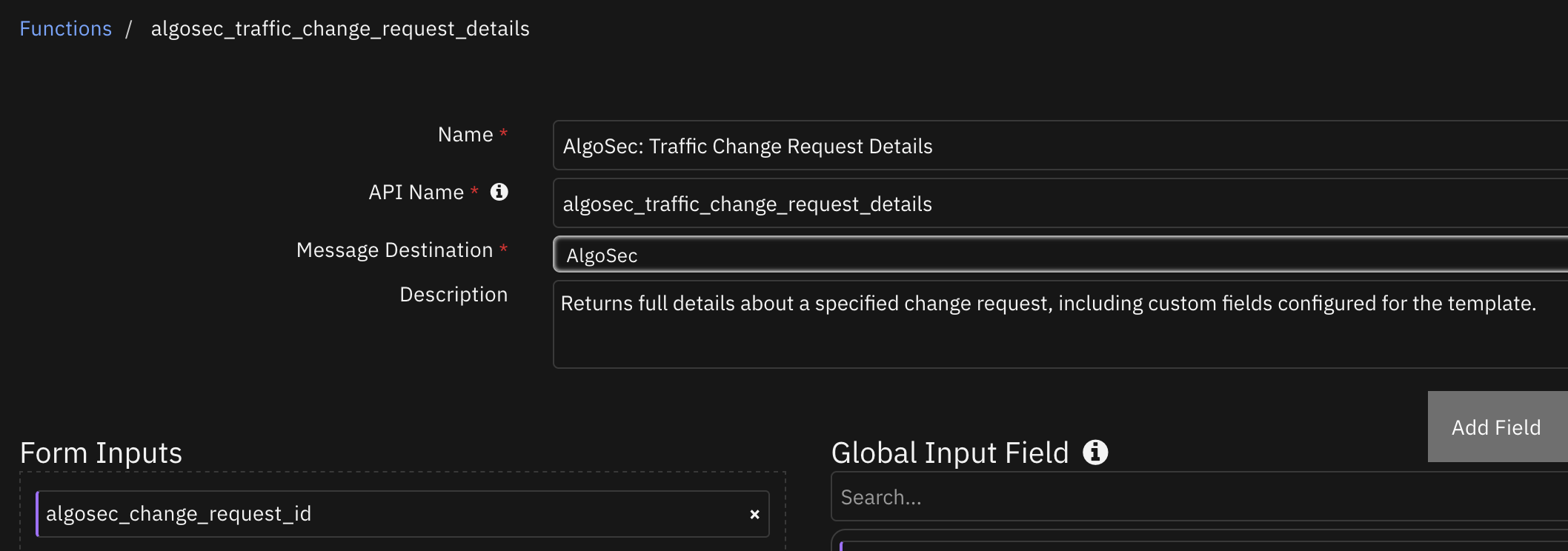 screenshot: fn-algosec-traffic-change-request-details 