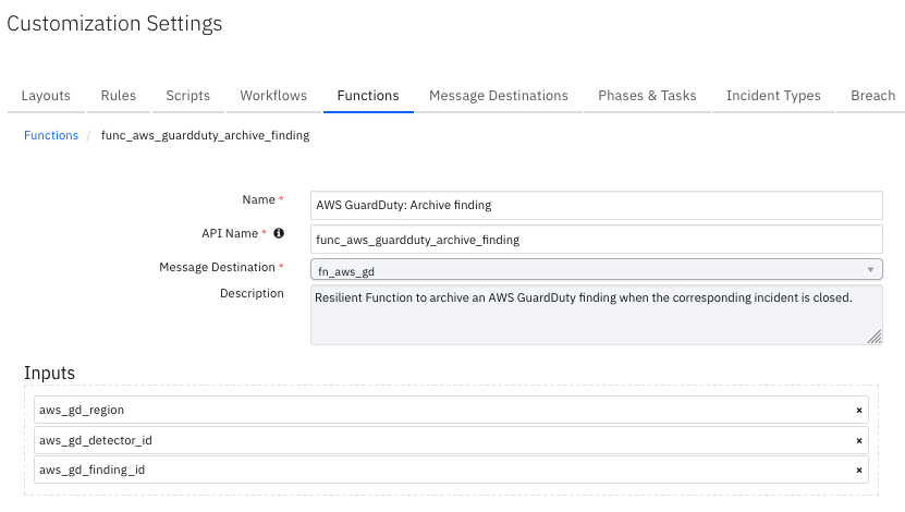 screenshot: fn-aws-guardduty-archive-finding 