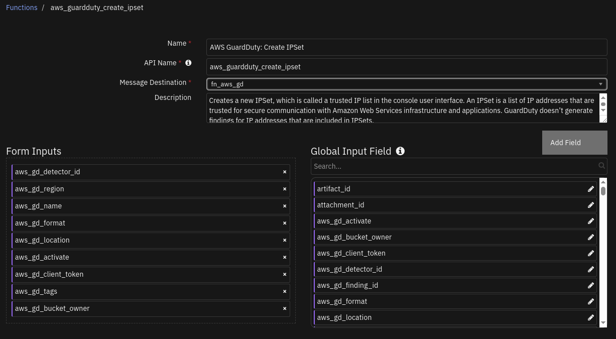 screenshot: fn-aws-guardduty-create-ipset 