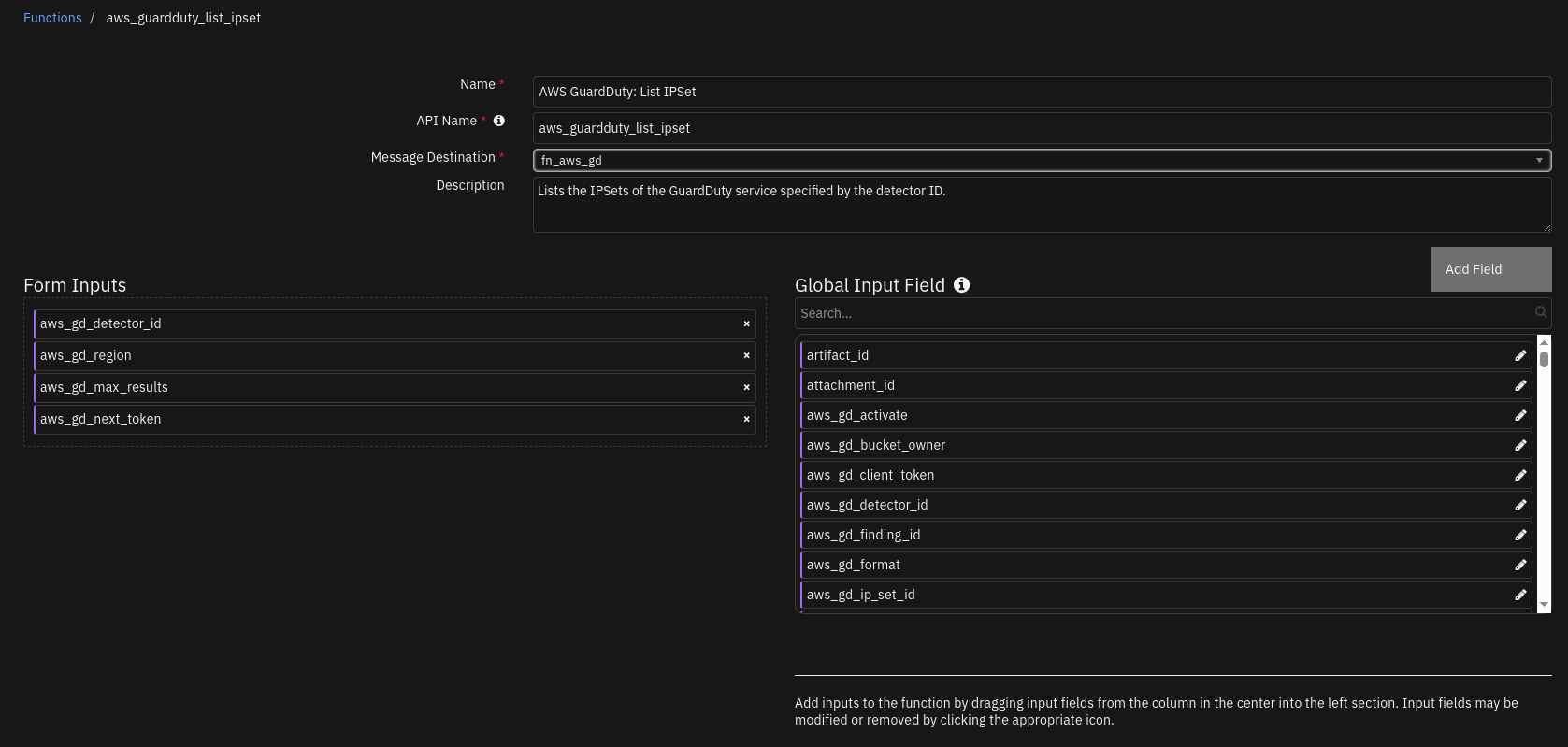 screenshot: fn-aws-guardduty-list-ipset 