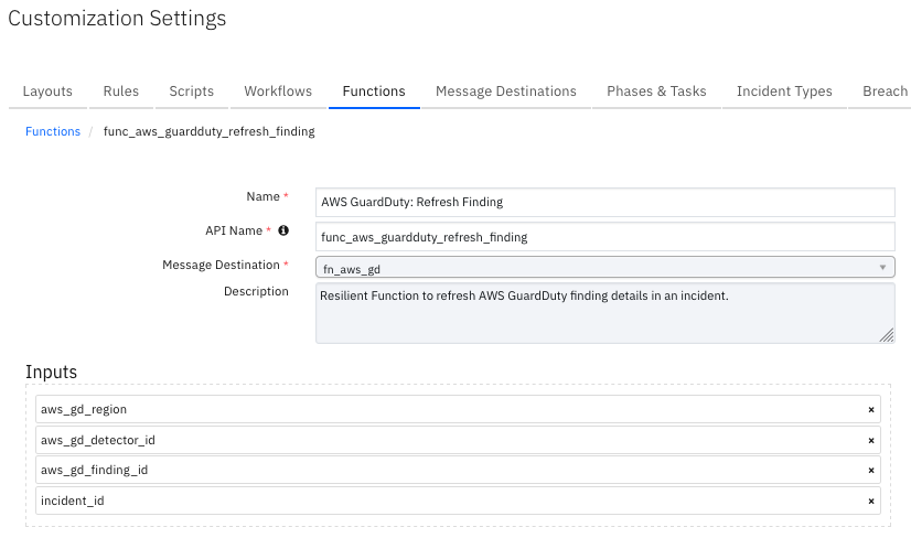 screenshot: fn-aws-guardduty-refresh-finding 