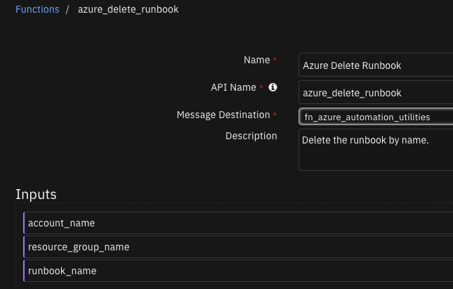 screenshot: fn-azure-delete-runbook 