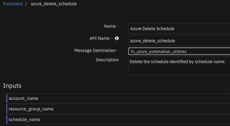 screenshot: fn-azure-delete-schedule 