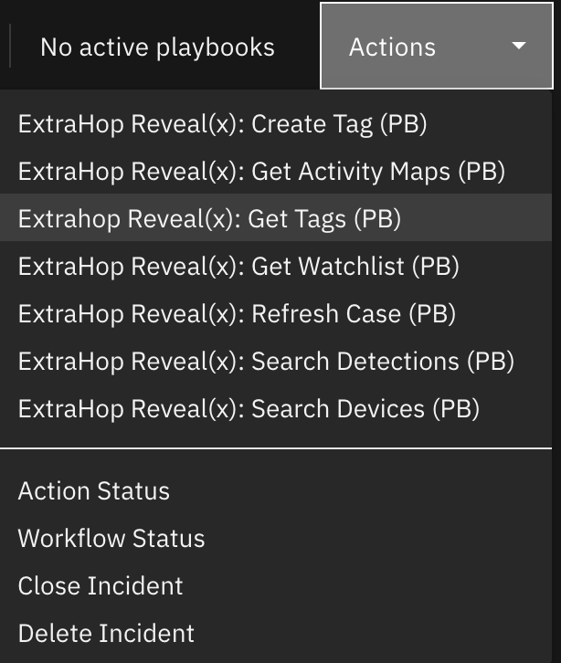 screenshot: fn-extrahop-revealx-get-tags-action