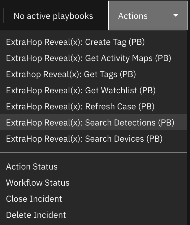 screenshot: fn-extrahop-revealx-search-detections-action