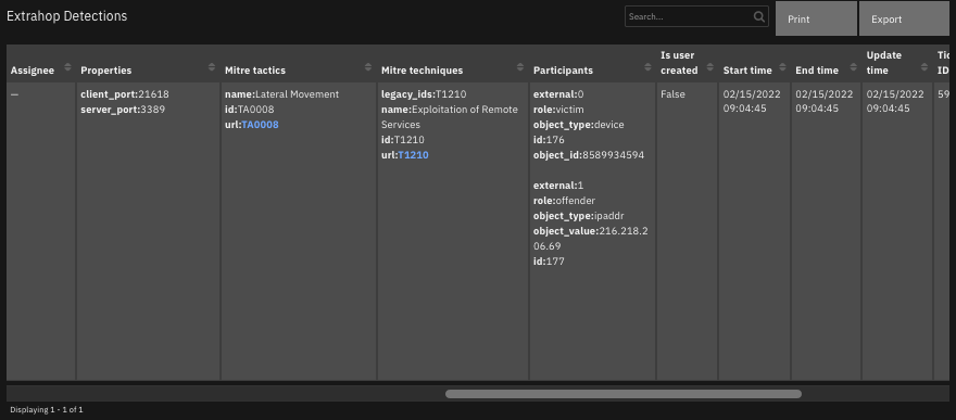screenshot: fn-extrahop-revealx-search-detections-datatable_2