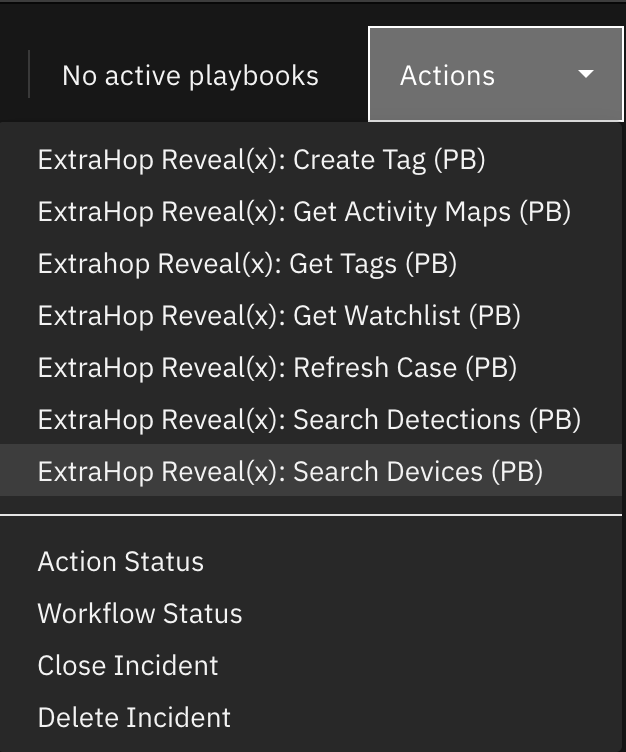 screenshot: fn-extrahop-revealx-search-devices-action