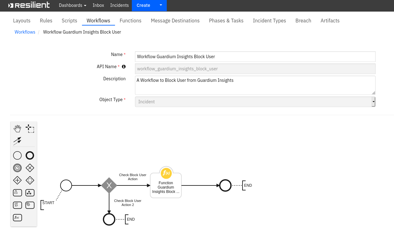 screenshot: fn-function-guardium-insights-block-user 