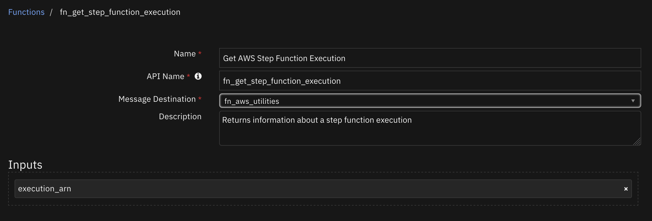 screenshot: fn-get-aws-step-function-execution 