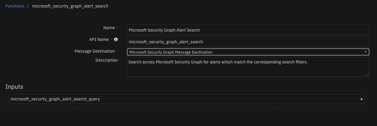 screenshot: fn-microsoft-security-graph-alert-search 