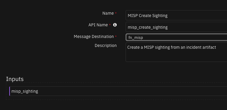 screenshot: fn-misp-create-sighting 