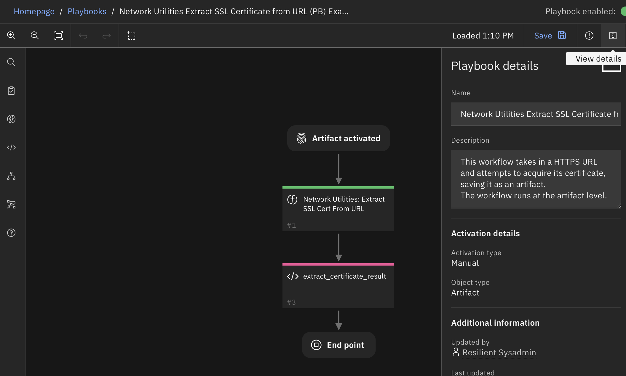 screenshot: fn-network-utilities-extract-ssl-cert-from-url 