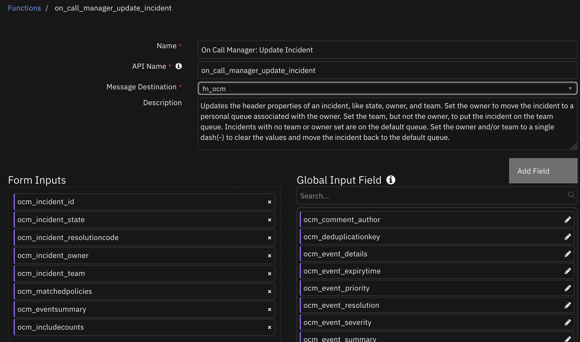 screenshot: fn-on-call-manager-update-incident 
