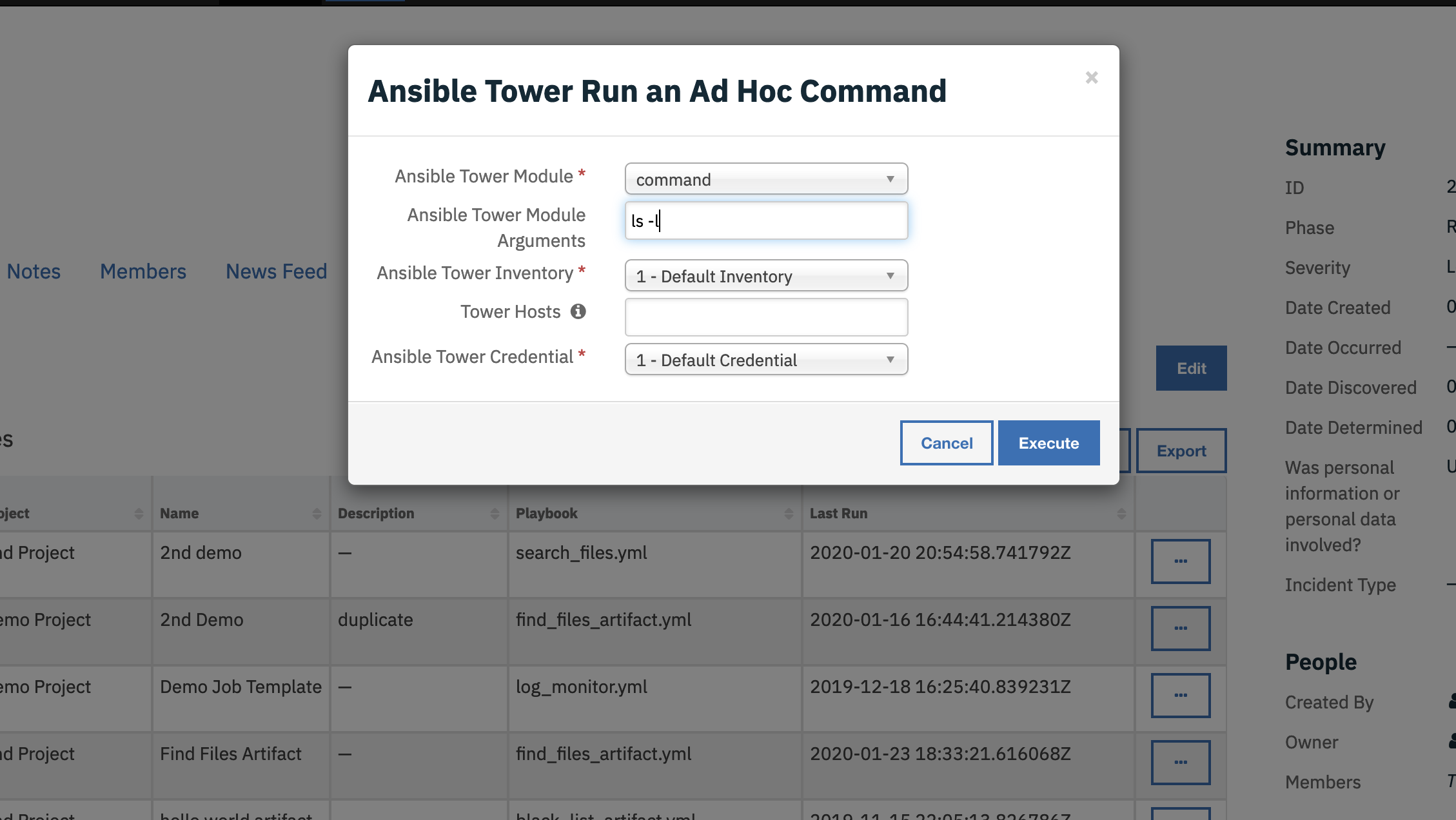 screenshot: fn-ansible-tower-run-an-ad-hoc-command 