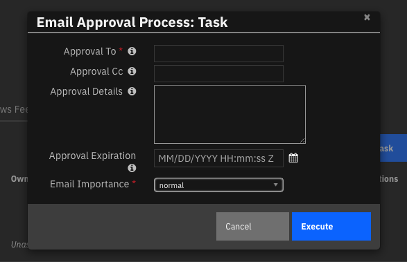 screenshot: task inputs