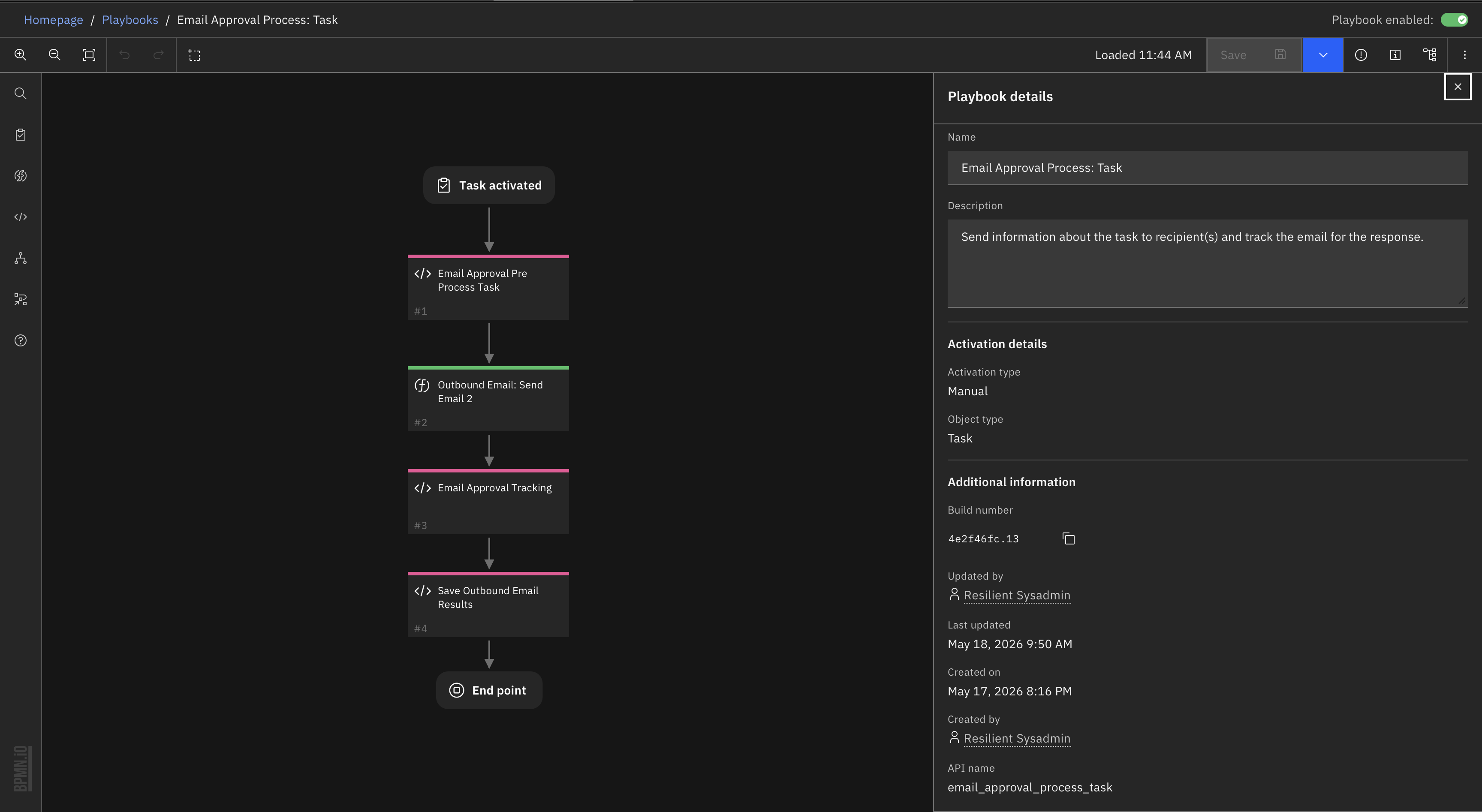 screenshot: task playbook