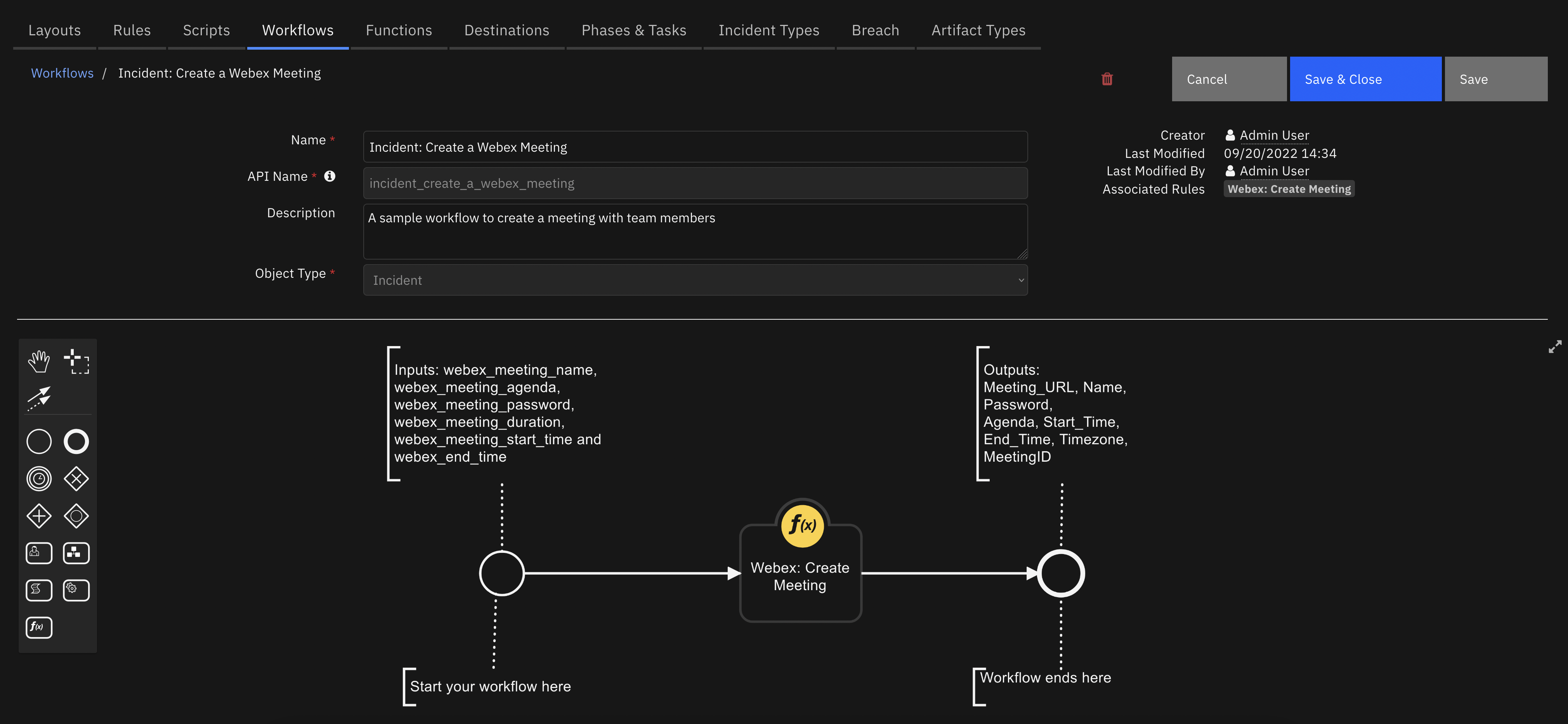 screenshot: workflow-create-webex-meeting 